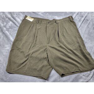 NEW Caribbean Silk Shorts Pleated Front Mens 42 Relaxed‎ Casual Green 9" Inseam